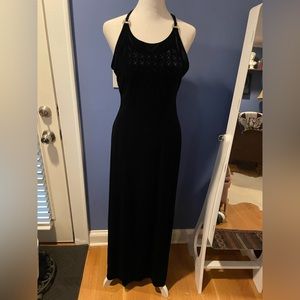 Gorgeous Vtg Velvet Evening Dress With Woven Detail